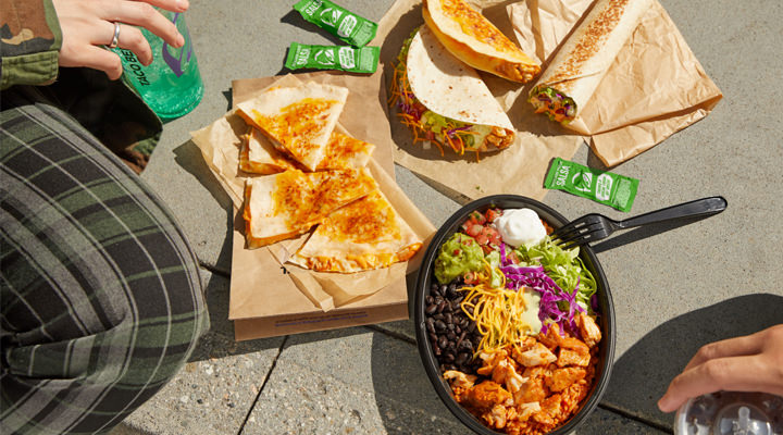 Photo of Taco Bell food in sustainable packaging