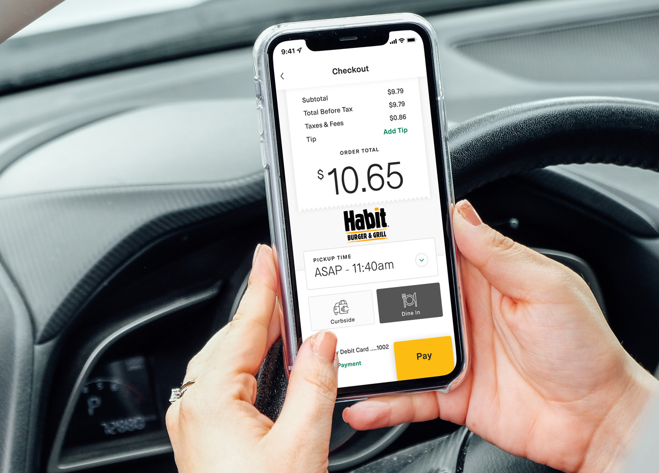 Photo of a Habit Burger Grill smart phone app